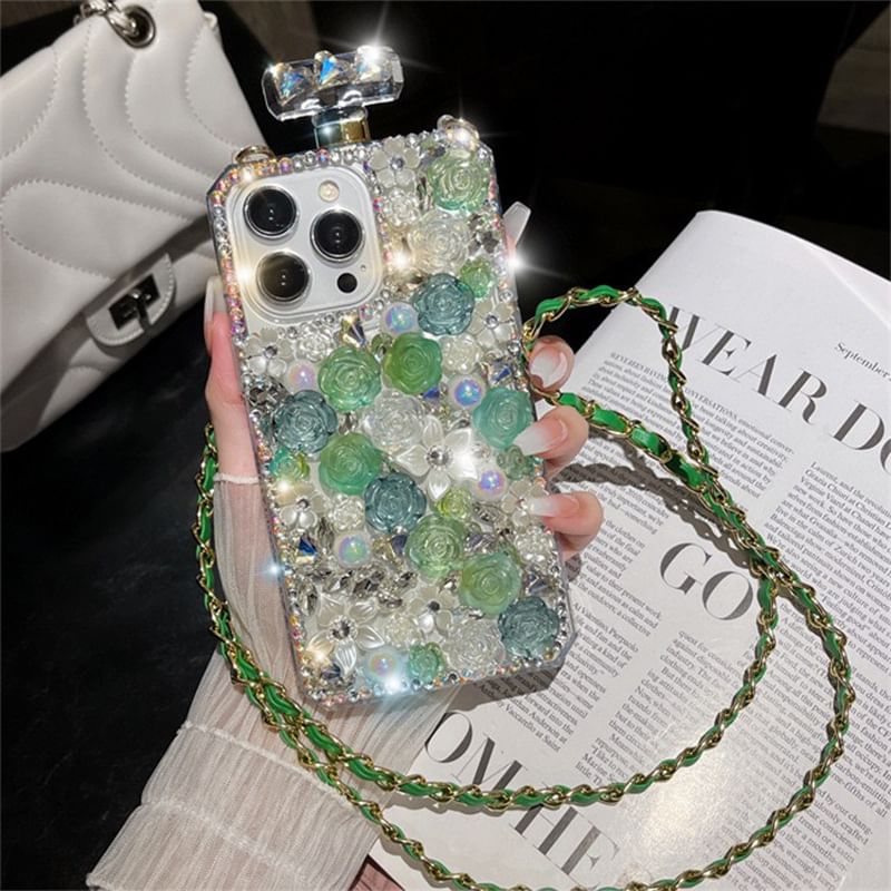 Rhinestone Lanyard Case Phone Galaxy Rose