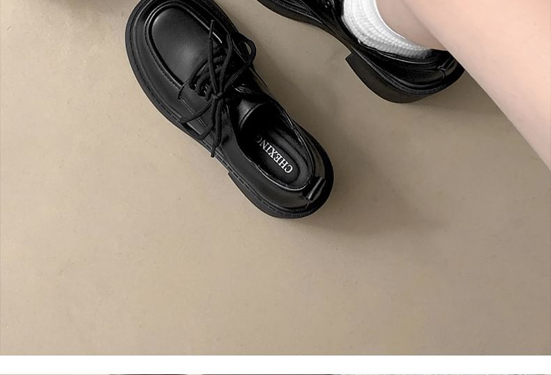 Heel Lace-Up Shoes Chunky Derby Platform