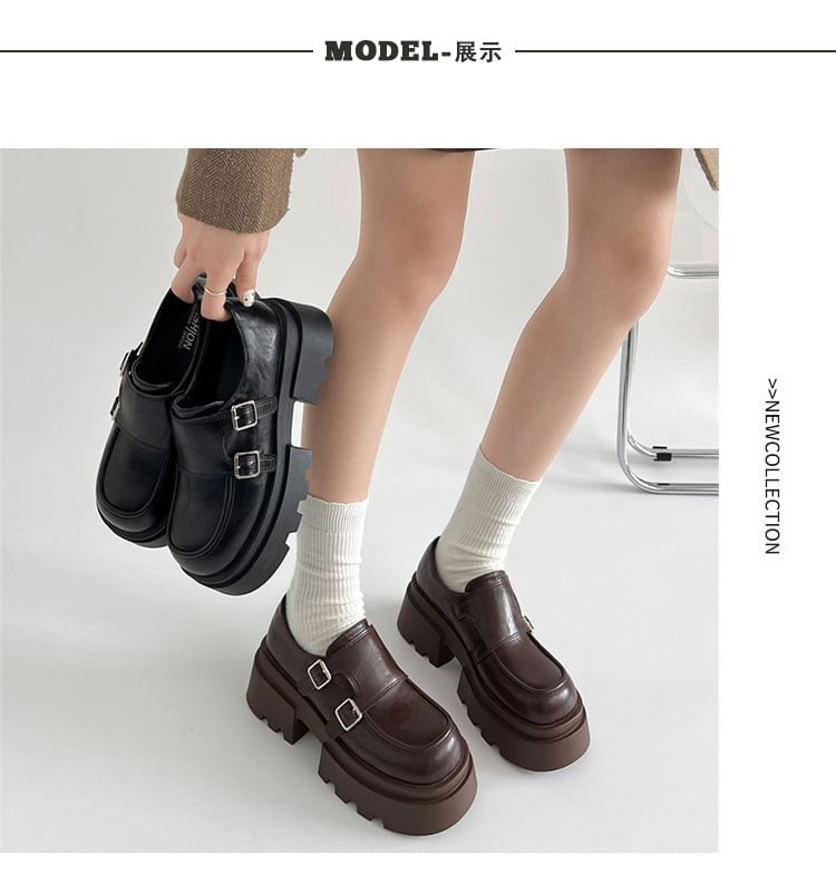 Strap Monk Loafers Platform