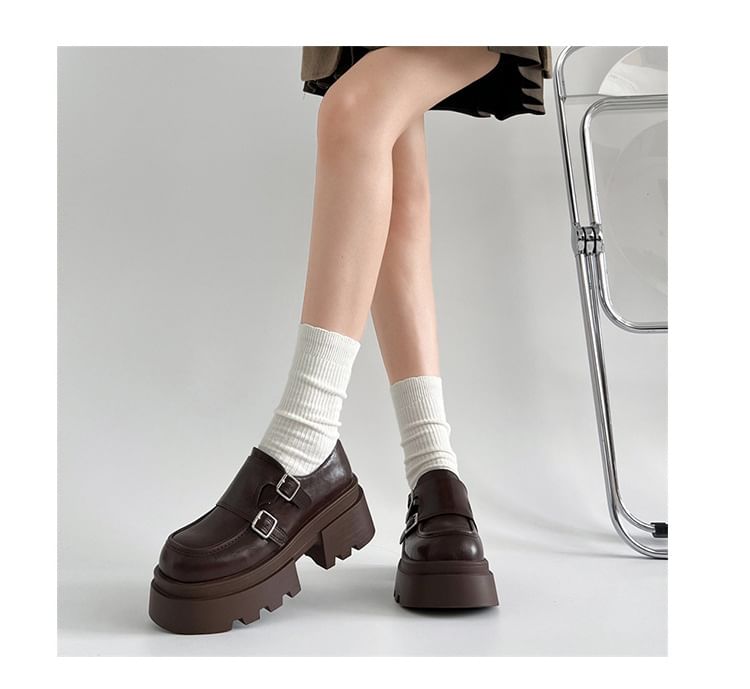 Strap Monk Loafers Platform