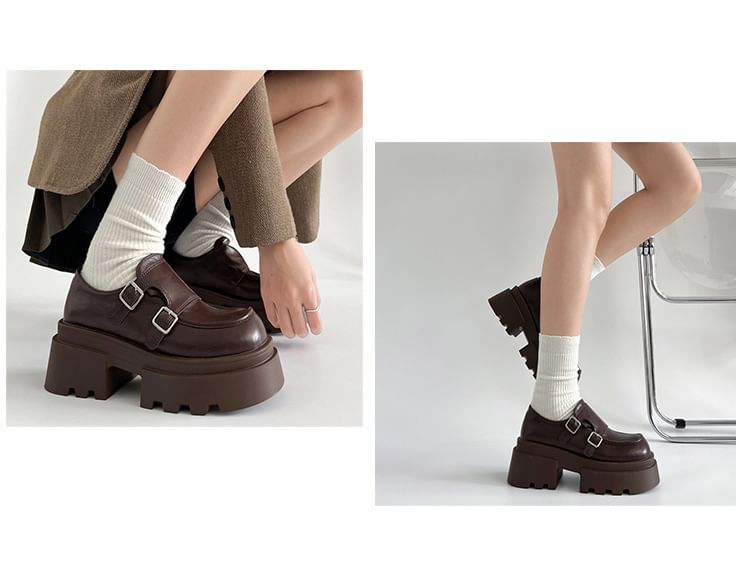 Strap Monk Loafers Platform