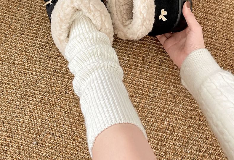 Platform Boots Bow Snow Short Fleece-Lined