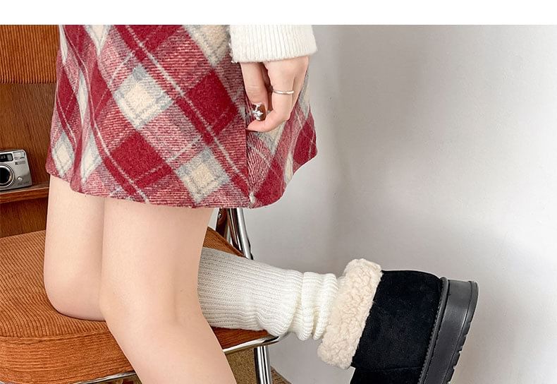 Platform Boots Bow Snow Short Fleece-Lined