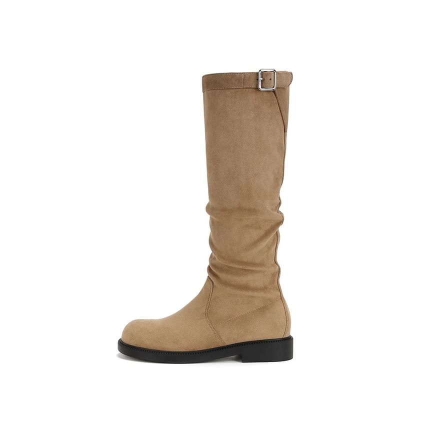 Calf Boots Plain Mid Tall / Buckled