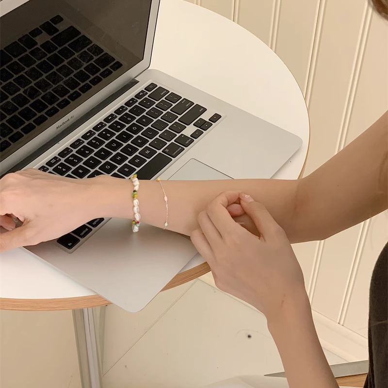 Freshwater Sterling S925 Bracelet Silver / Bead Pearl