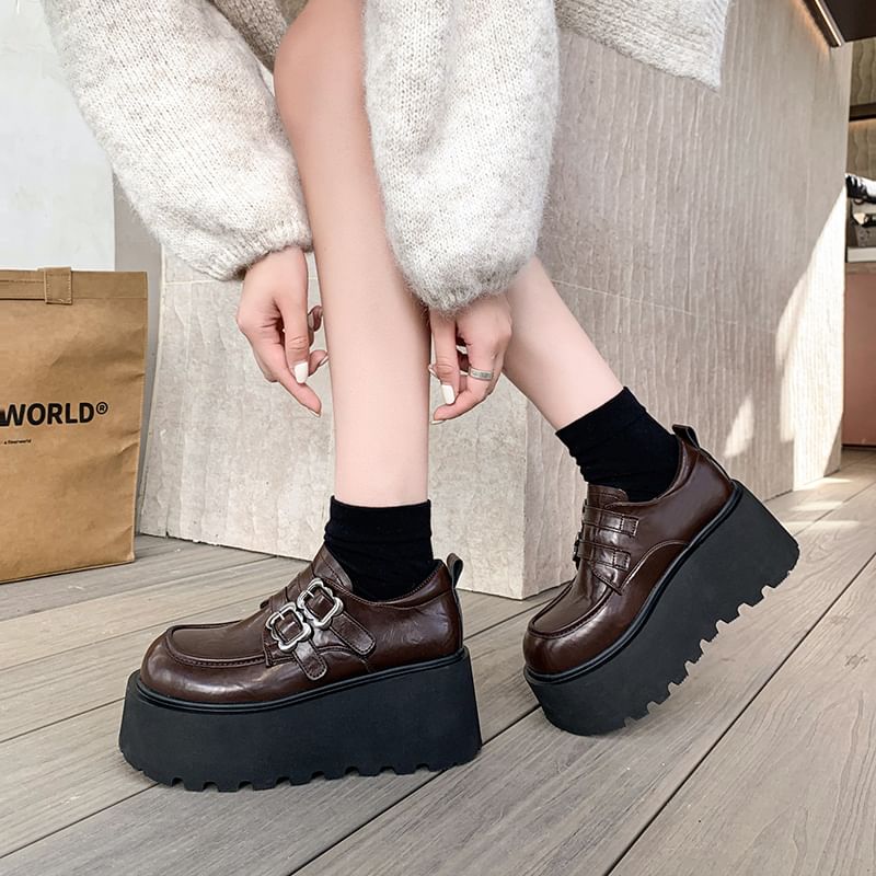 Leather Ankle Faux Shoes Buckled