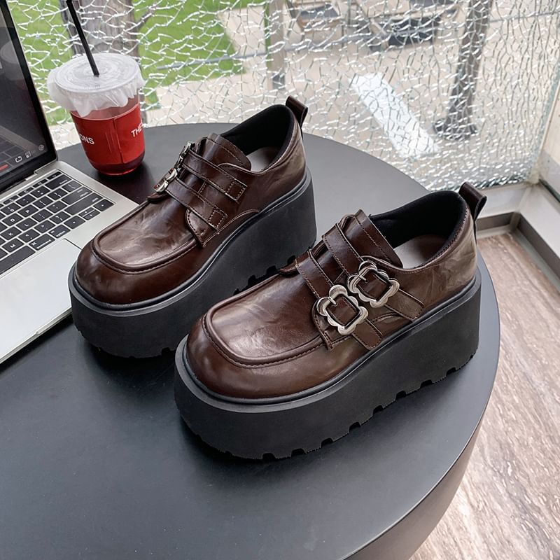 Leather Ankle Faux Shoes Buckled