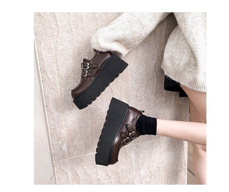 Leather Ankle Faux Shoes Buckled