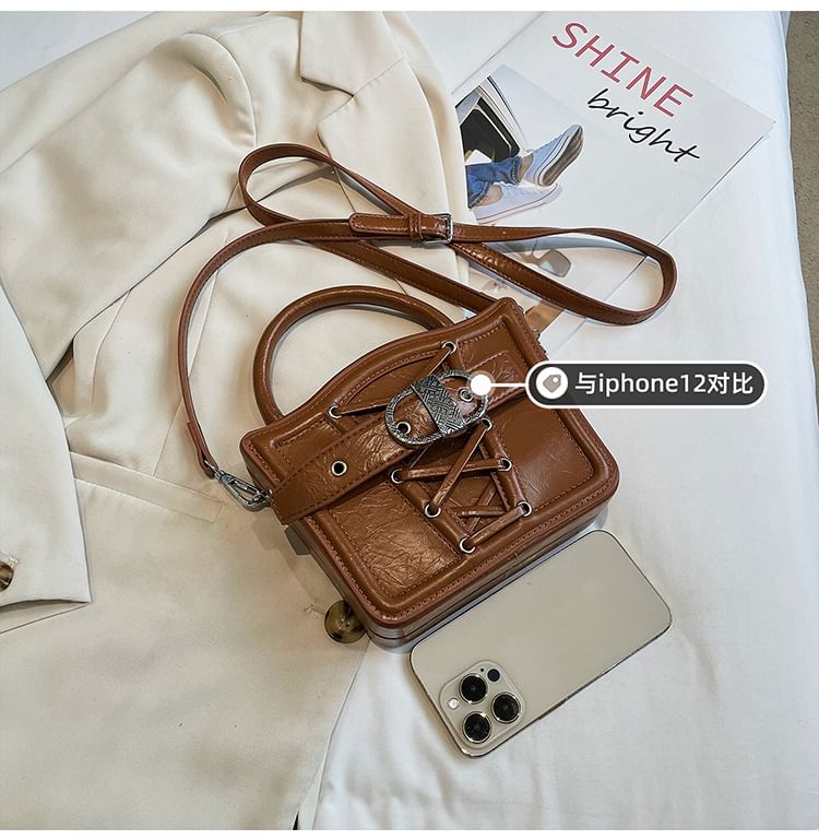 Crossbody Buckled Lace-Up Bag