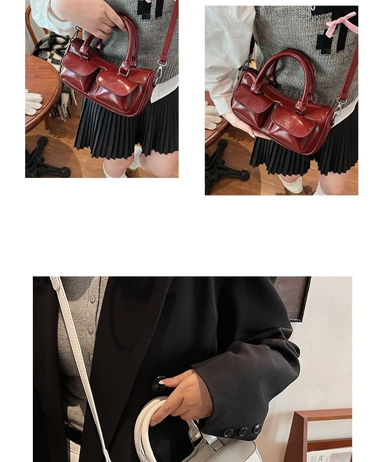 Faux Leather Multi-Pocket Crossbody Bag