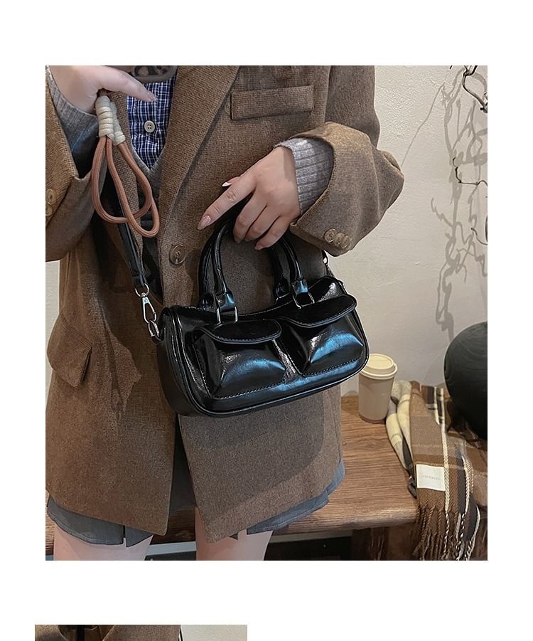 Faux Leather Multi-Pocket Crossbody Bag