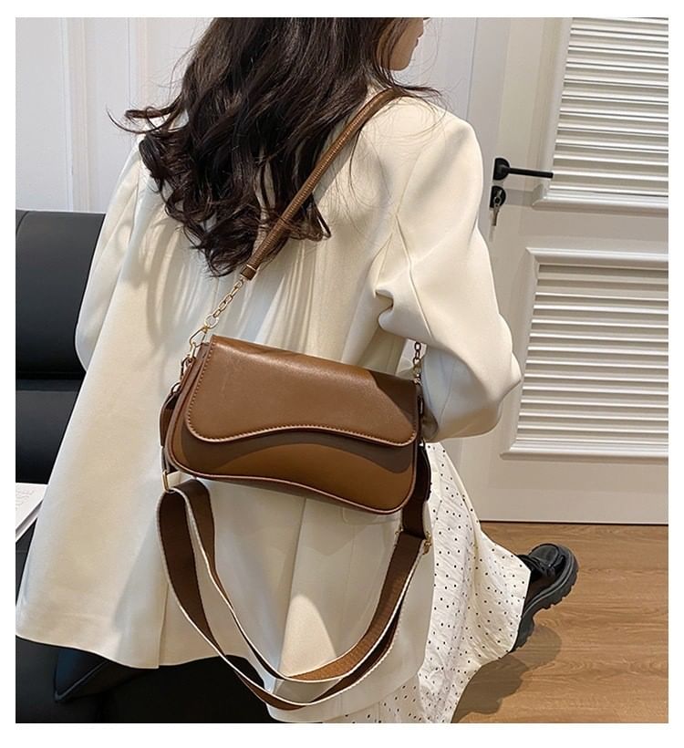 Faux Shoulder Leather Asymmetrical Bag