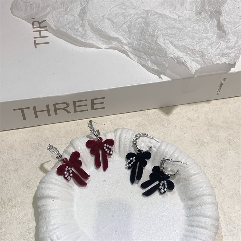 Earring Rhinestone Bowknot Drop