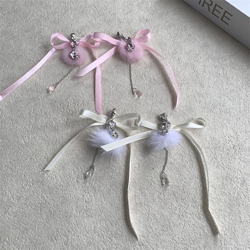 Rhinestone Dangle Earring Bowknot