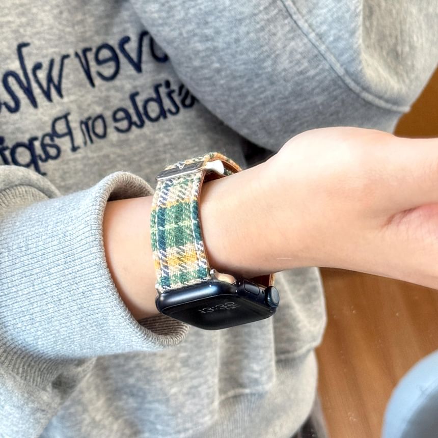 Plaid Band Watch Apple Fabric