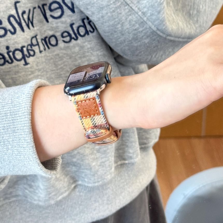 Plaid Band Watch Apple Fabric