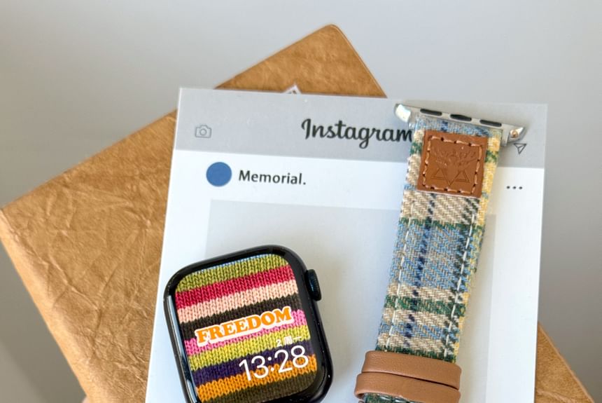 Plaid Band Watch Apple Fabric