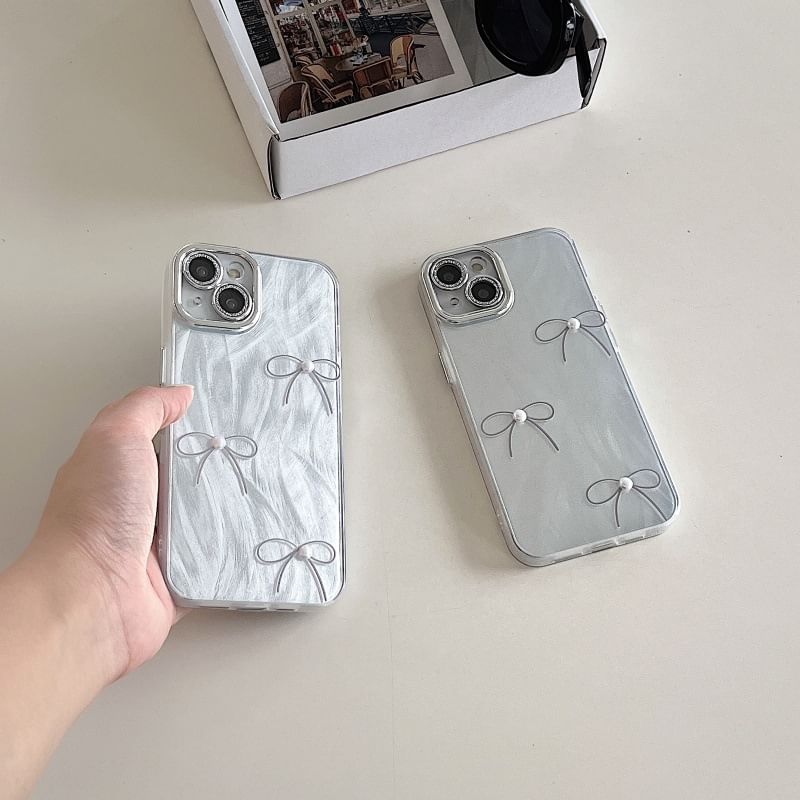 Phone Pearl Bow Case Faux