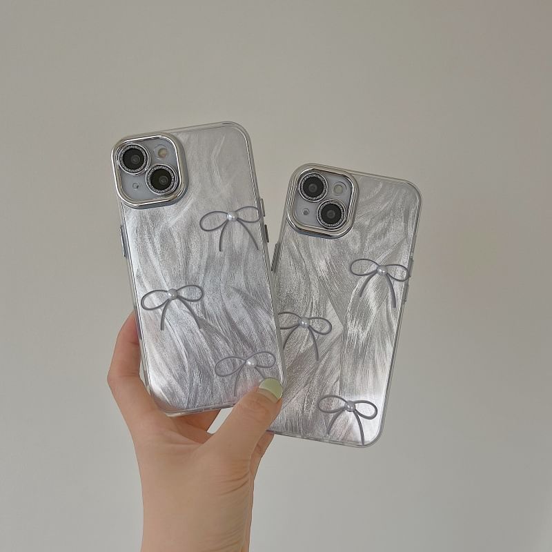 Phone Pearl Bow Case Faux