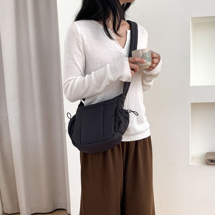 Nylon Bag Crossbody Plain Drawstring Padded