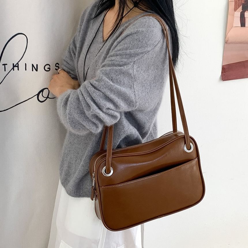 Plain Leather Bag Tote Faux