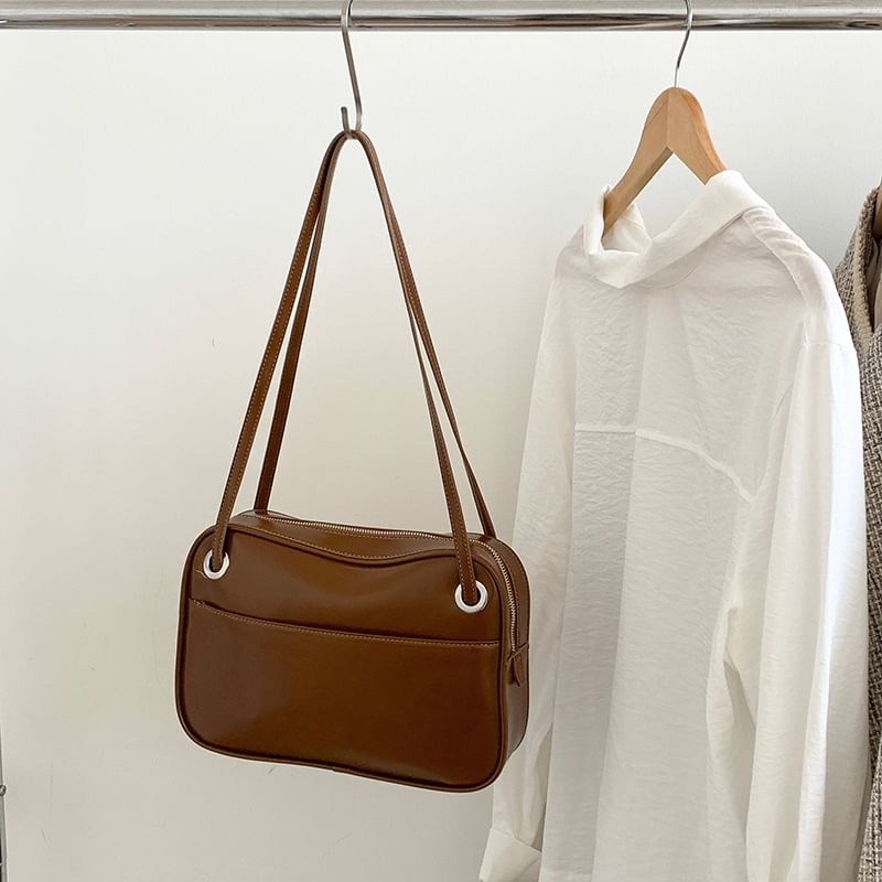 Plain Leather Bag Tote Faux