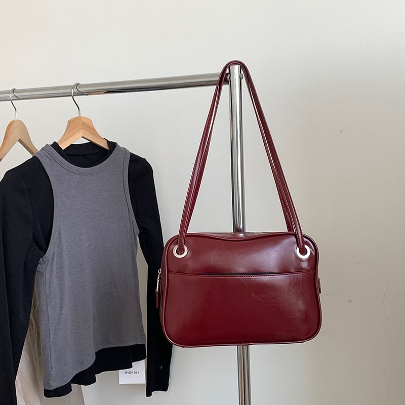Plain Leather Bag Tote Faux