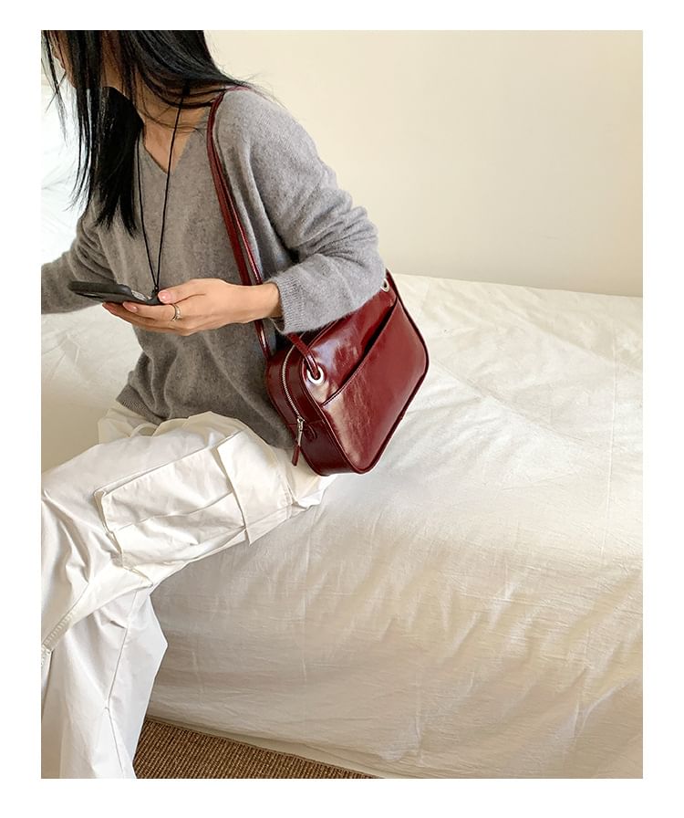 Plain Leather Bag Tote Faux