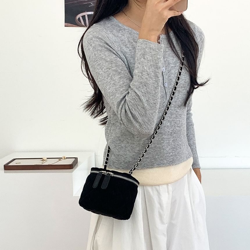 Chain Velvet Quilted Bag Crossbody Strap