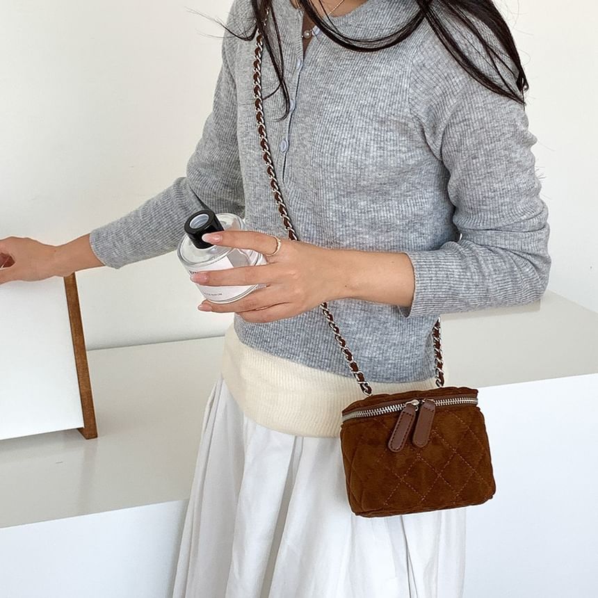 Chain Velvet Quilted Bag Crossbody Strap