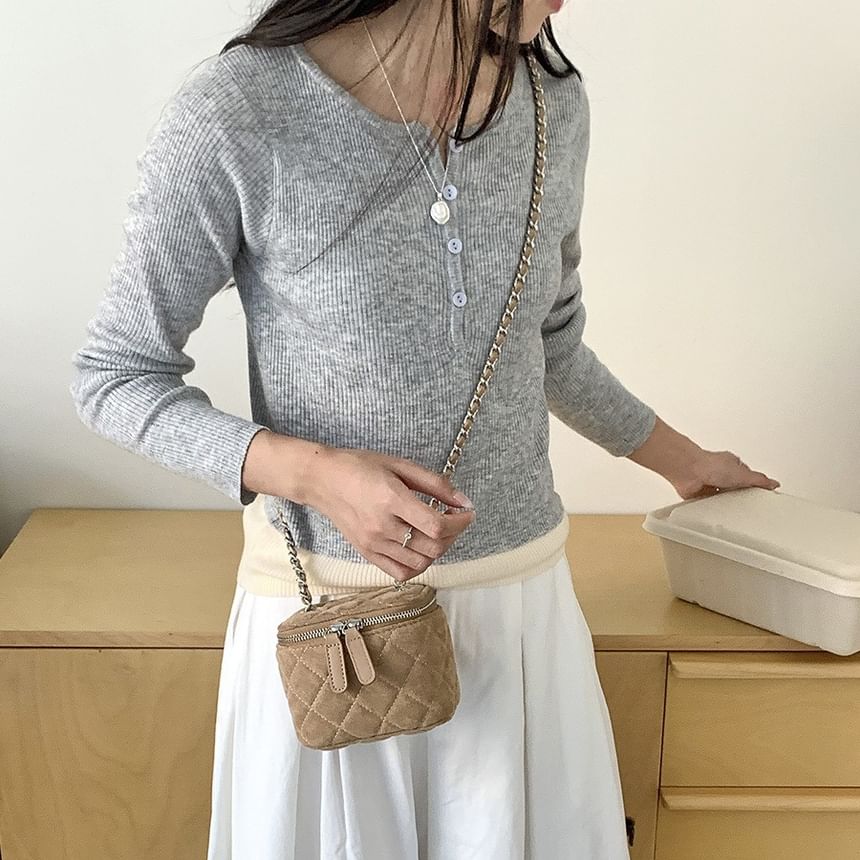 Chain Velvet Quilted Bag Crossbody Strap