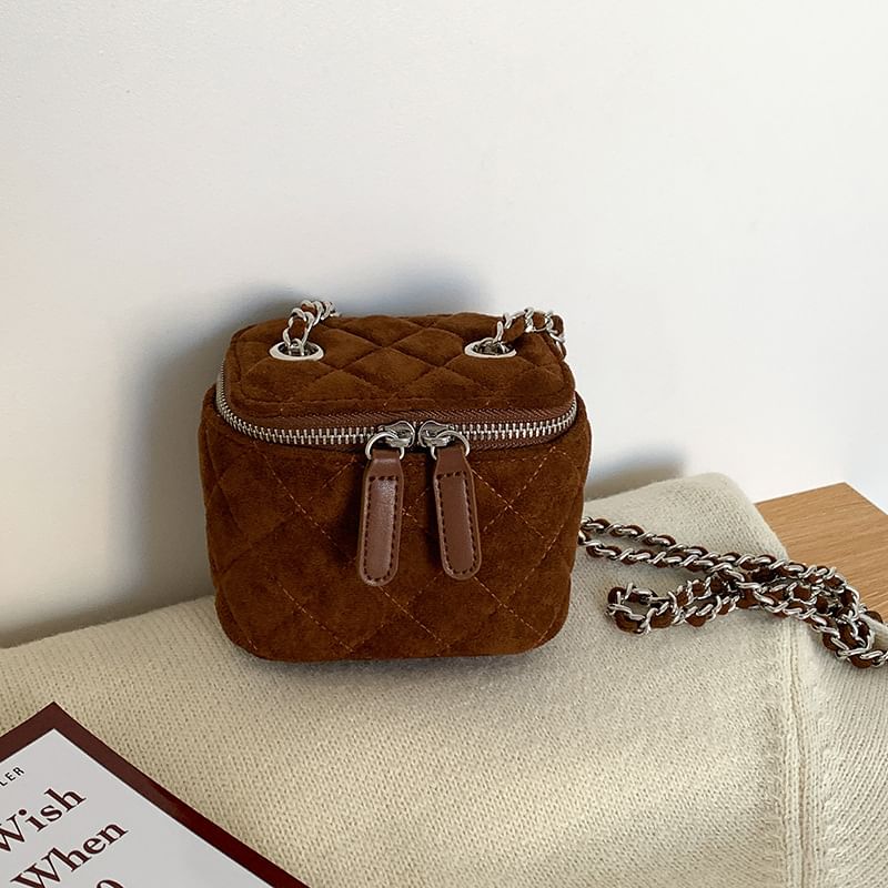 Chain Velvet Quilted Bag Crossbody Strap