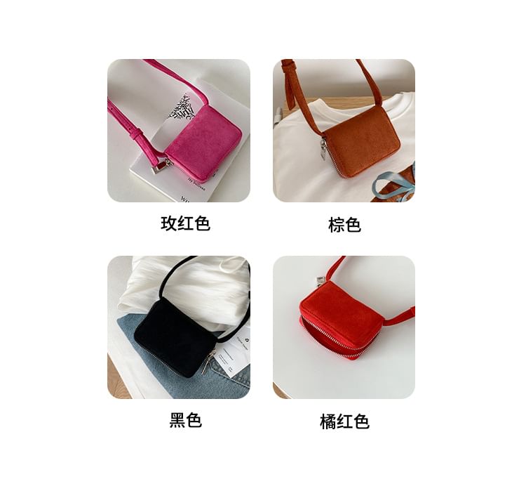 Suede Crossbody Plain Faux Bag