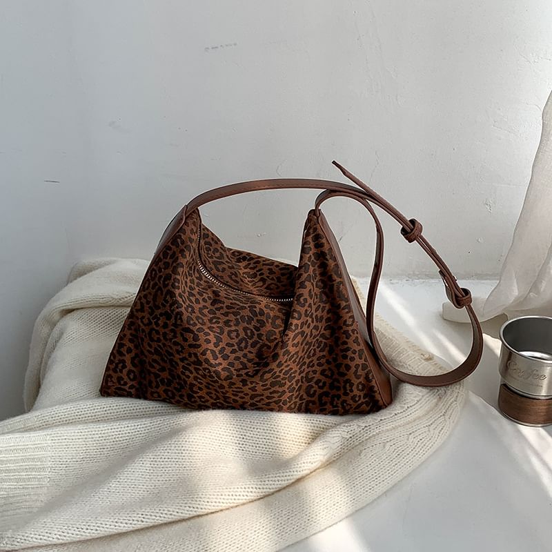 Print Leopard Faux Crossbody Leather Bag