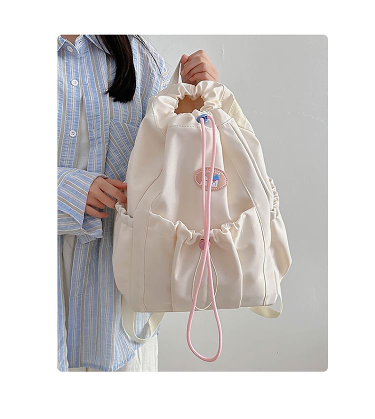 Nylon Applique Drawstring Backpack