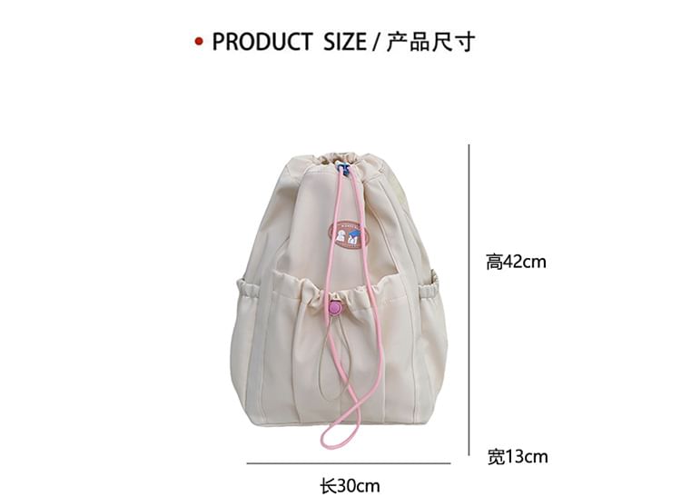 Nylon Applique Drawstring Backpack