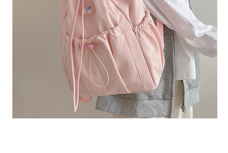 Nylon Applique Drawstring Backpack