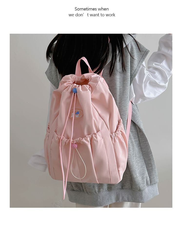 Nylon Applique Drawstring Backpack