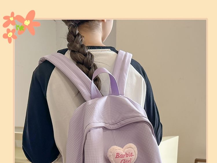 Brooch Backpack Set Plaid / Nylon