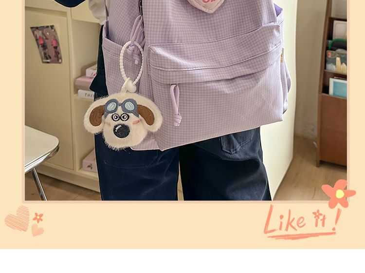 Brooch Backpack Set Plaid / Nylon