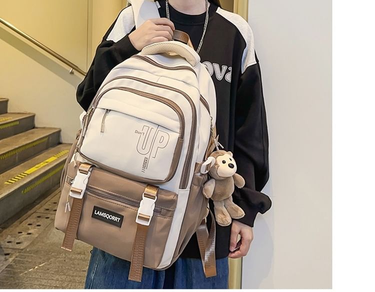 Nylon Lettering Bag Buckled Backpack / Charm Set