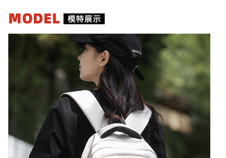 Buckled Lettering Nylon Applique Backpack