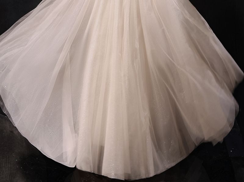 Short-Sleeve Sequin Tulle A-Line Evening Gown (Various Designs)