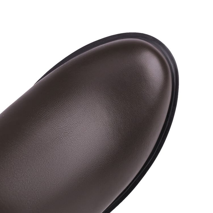 Boots Platform Mid Heel Block Calf