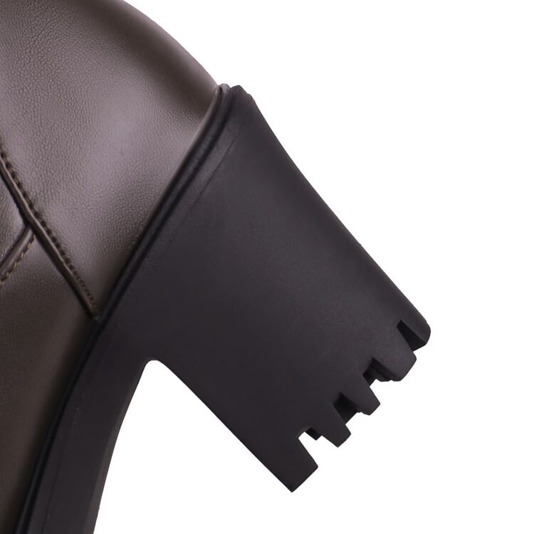 Boots Platform Mid Heel Block Calf