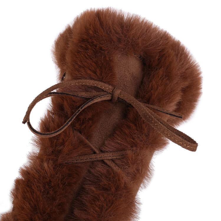 High Lace Knee Platform Suede Faux Panel Fluffy Up Boots