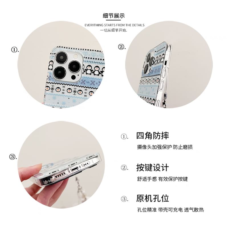 / Case Phone Set Charm Penguin