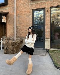 Plain Ruffle High Skirt Tiered Mini Rise A-Line