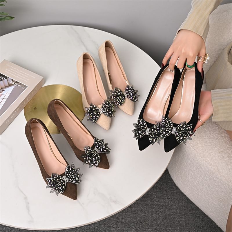 Bow Pointed Pumps Stiletto