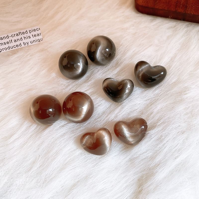 / Bead Heart Alloy Stud Earring